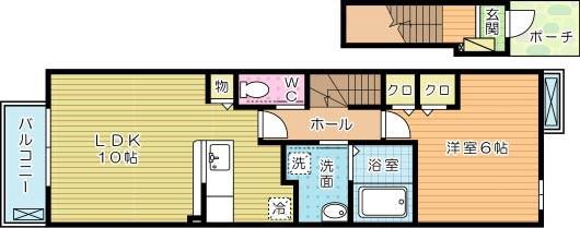 CIELO GARDEN TSUDA A棟(1LDK/2階)の間取り写真
