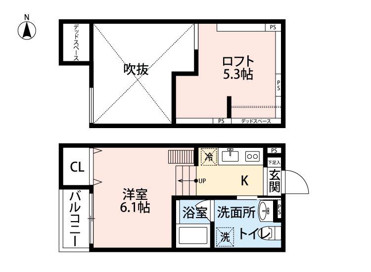 Y&Mアルタイル花園本町(ワンルーム/2階)の間取り写真