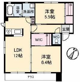 ブランペーシュ(2LDK/1階)の間取り写真