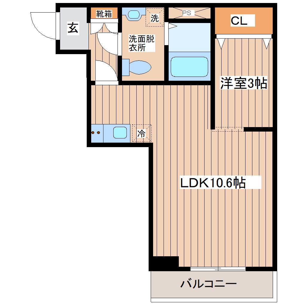 CRESCENT 台原(1LDK/2階)の間取り写真