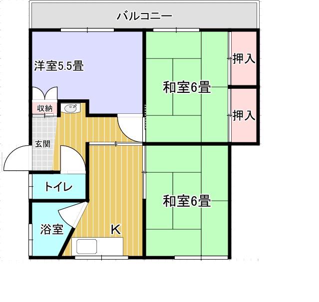 十日市中町ハイツ(3DK/2階)の間取り写真