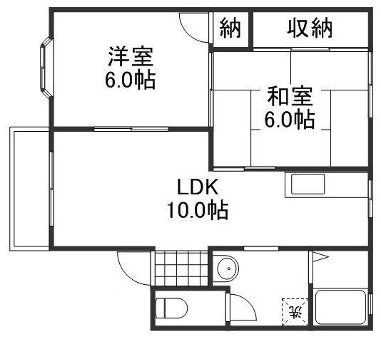 シェンブラ瀬戸B(2LDK/1階)の間取り写真