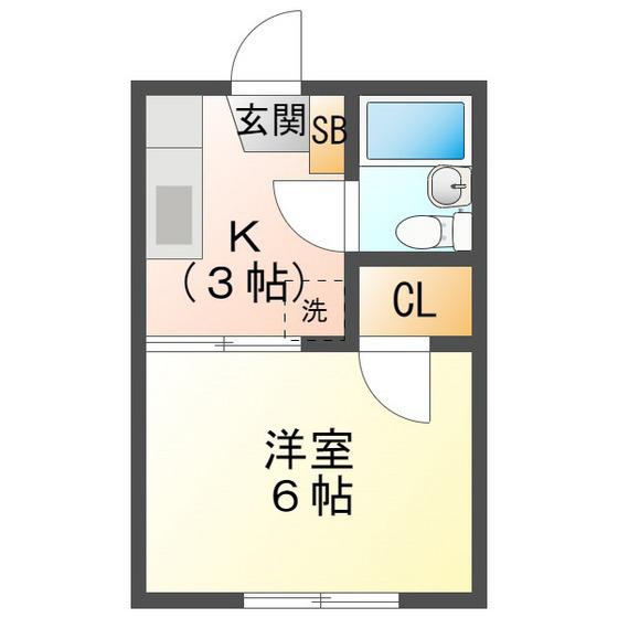 KAME HOUSE(1K/1階)の間取り写真