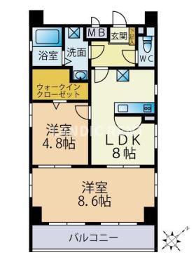 メルヴェイユー薬院(2DK/5階)の間取り写真