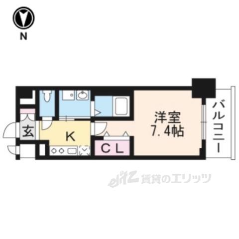 ベラジオ雅び烏丸十条(1K/2階)の間取り写真