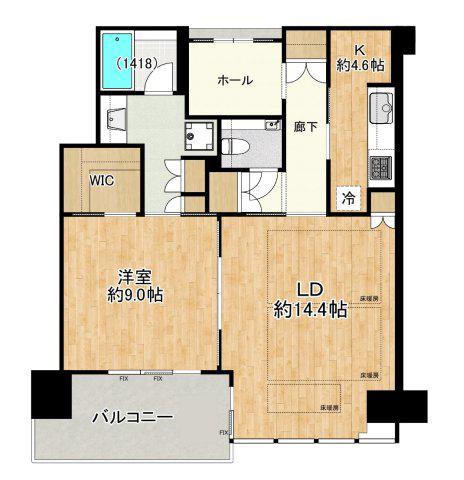 グラングリーン大阪 THE ノース RESIDENCE(1LDK/24階)の間取り写真