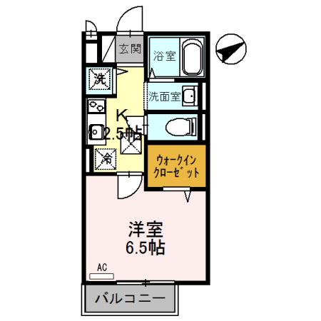 ルピナス A棟(1K/2階)の間取り写真
