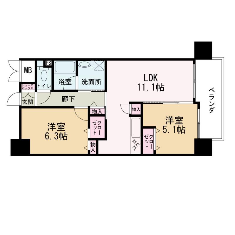 ベリー海老江(2LDK/7階)の間取り写真