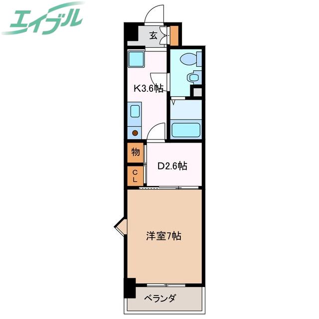 K.プレイス(1DK/2階)の間取り写真