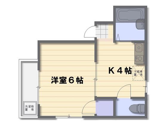 サンライズ五日市中央4丁目ビル(1K/4階)の間取り写真