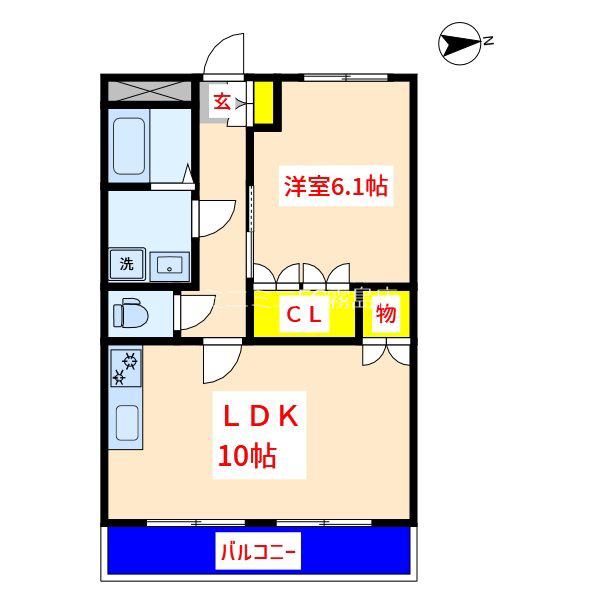 スモールガーデン 巧(1LDK/2階)の間取り写真
