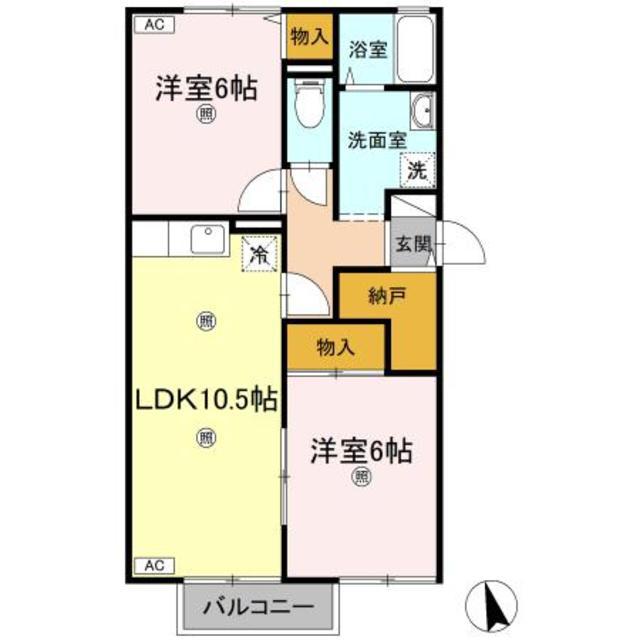 セジュール妙見(2LDK/2階)の間取り写真