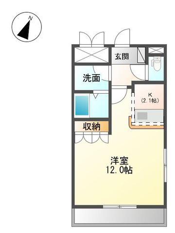 ステージ燦々(1K/1階)の間取り写真