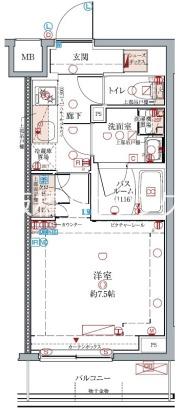 CREVISTA浮間舟渡(1K/4階)の間取り写真
