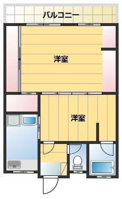 ファミール南庄町(2DK/1階)の間取り写真