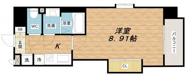 LUXE難波西III(1K/12階)の間取り写真