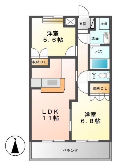 エスポアールSIII(2LDK/1階)の間取り写真