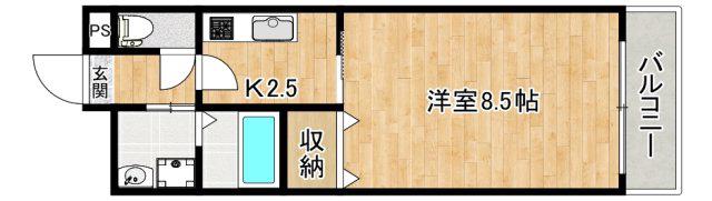 アンプルールフェールネサンス(1K/1階)の間取り写真