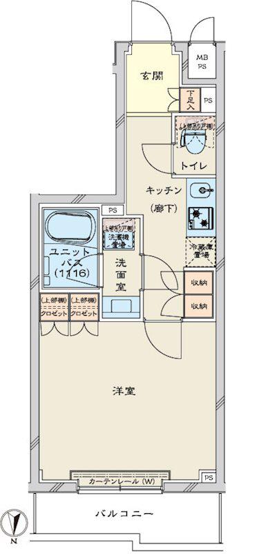 ルーブル川崎鷺沼(1K/3階)の間取り写真