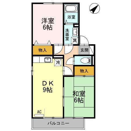 シャトレー21 A棟(2DK/2階)の間取り写真