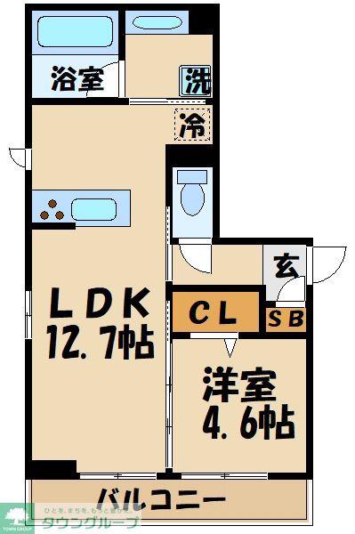 ECLAS(1LDK/1階)の間取り写真