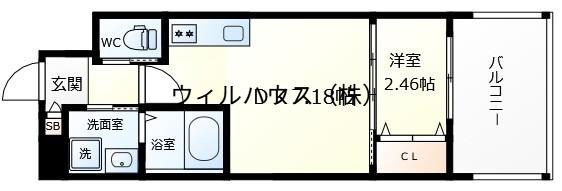 テラ浅香山(1DK/6階)の間取り写真