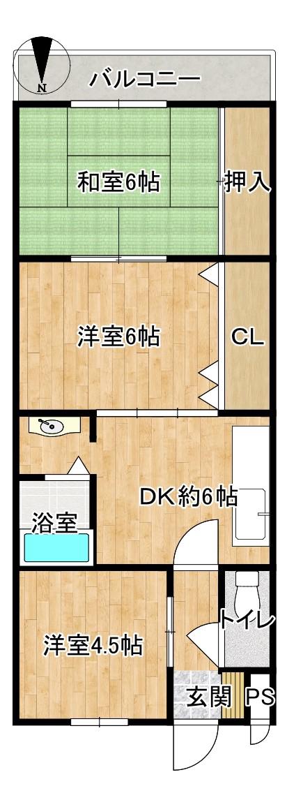 リフレ川西(3DK/3階)の間取り写真