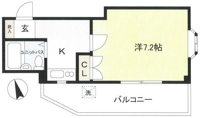 メロディハイムB(1K/2階)の間取り写真