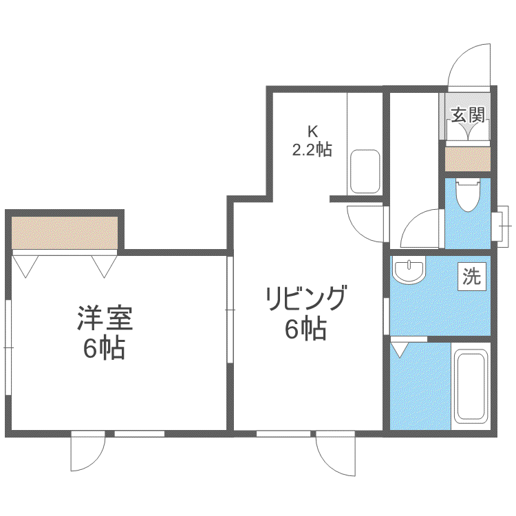 地下鉄南北線 麻生駅 徒歩8分 3階建 築26年(1LDK/2階)の間取り写真