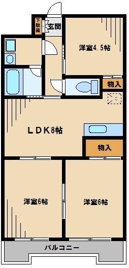 鳩ヶ谷ヒルズ(3DK/3階)の間取り写真
