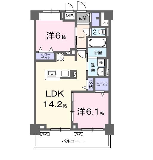 グランピア甚(2LDK/4階)の間取り写真