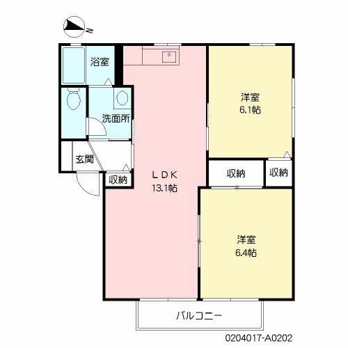 サウスコート上人 積水(2LDK/2階)の間取り写真