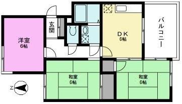 ツインハイツ(3DK/2階)の間取り写真