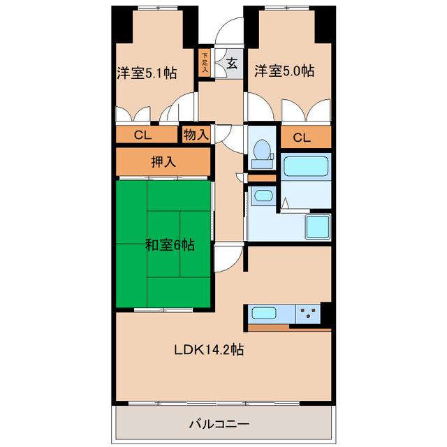 グラスランド21(3LDK/2階)の間取り写真