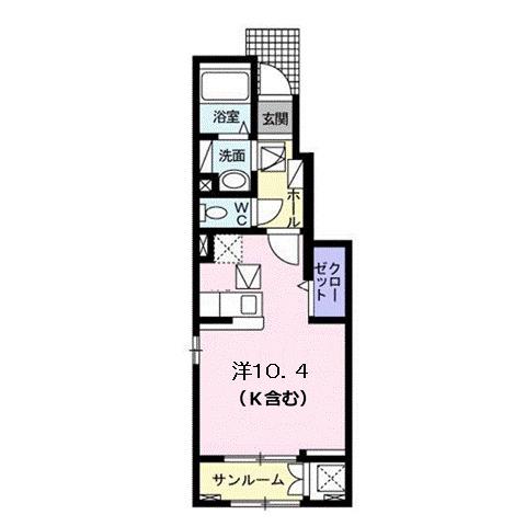 ベルフローラII(ワンルーム/1階)の間取り写真