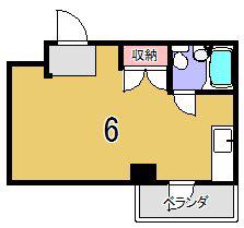 ヴィラ北山(ワンルーム/2階)の間取り写真