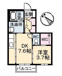 シャーメゾン瑠璃(1DK/1階)の間取り写真