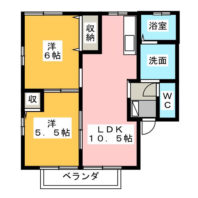 プロシードI・II(2LDK/2階)の間取り写真