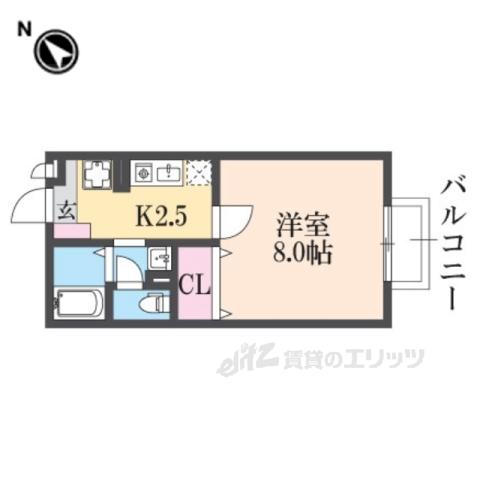 リヴェールメゾン(1K/2階)の間取り写真