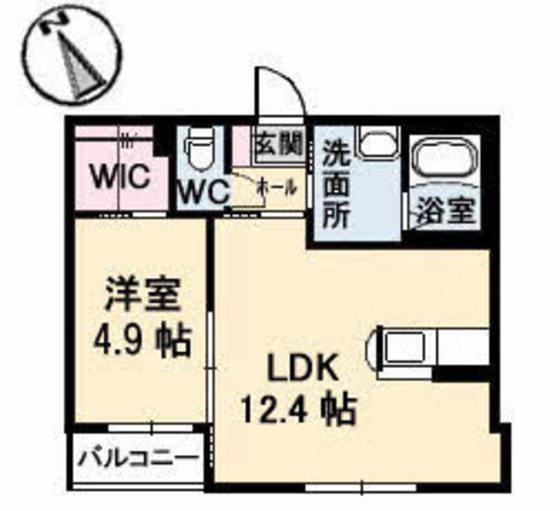 アルカサル A棟(1LDK/2階)の間取り写真