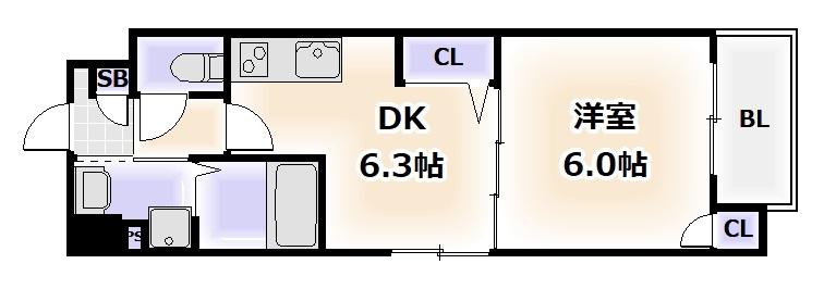 SOLEIL(1DK/5階)の間取り写真