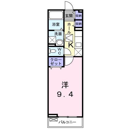 M-ティアラII(1K/1階)の間取り写真