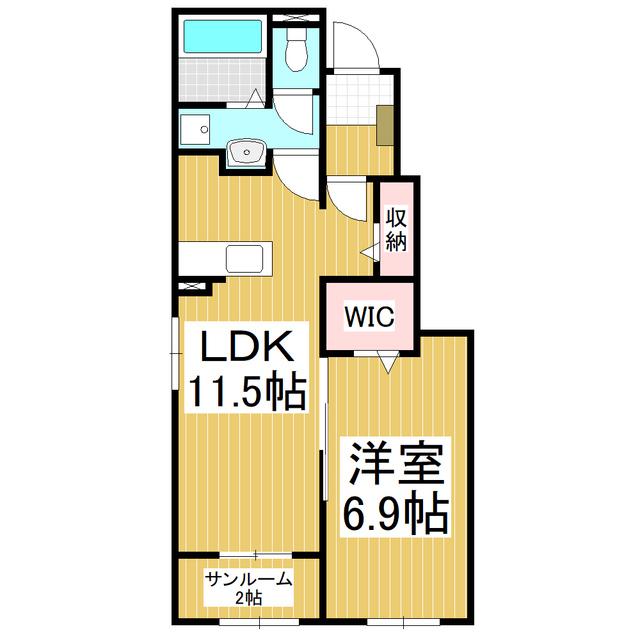 コンフォーティア信濃大町II(1LDK/1階)の間取り写真