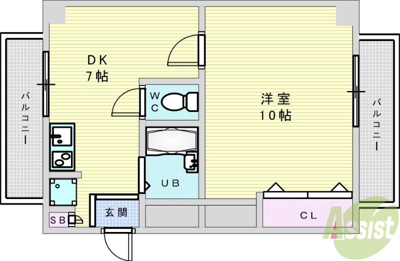 ハイムタケダT-5(1DK/4階)の間取り写真