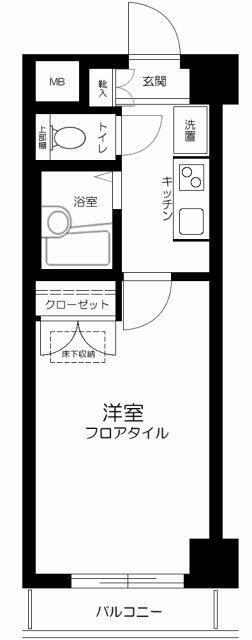 カテリーナ市ヶ谷(1K/1階)の間取り写真