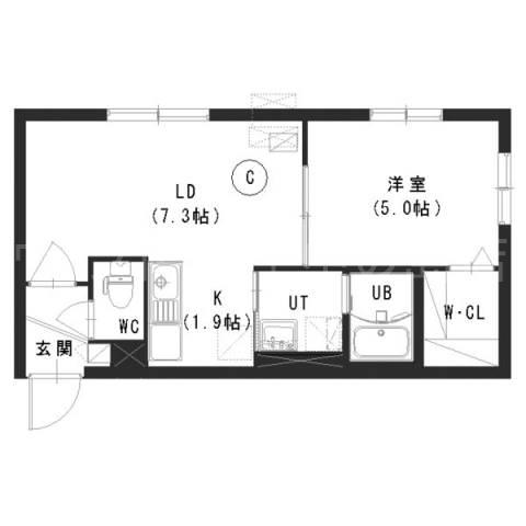 TERRACEKOHAKU(1LDK/4階)の間取り写真