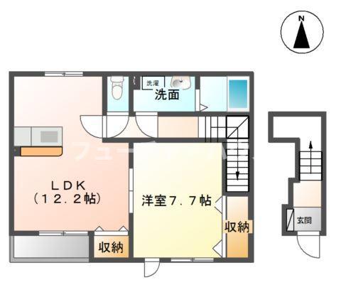 ベルメゾン(1LDK/2階)の間取り写真