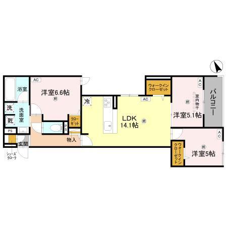RISING HILLS II(3LDK/2階)の間取り写真