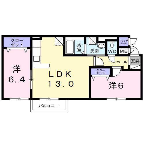 サンライズ3(2LDK/1階)の間取り写真