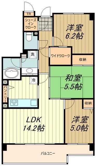 エンゼル立川ザ・サウス(3LDK/2階)の間取り写真